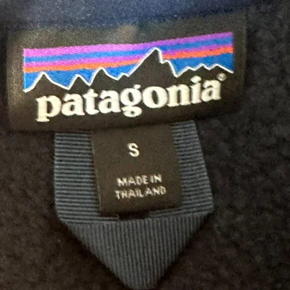 Patagonia Mens Better Sweater 1/4 Zip Fleece Size Small Navy Blue Warm PATCHES - Picture 8 of 11